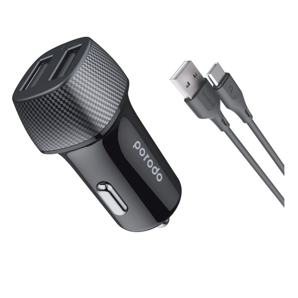 Porodo Ultimate Car Charger Dual Port with Micro USB Cable
