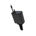 Green Lion Retractable 120W Car Charger - Black