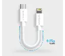 كابل بيانات وشحن سريع من Powerology USB-C إلى Lightning - (0.25 متر/0.8 قدم) أبيض