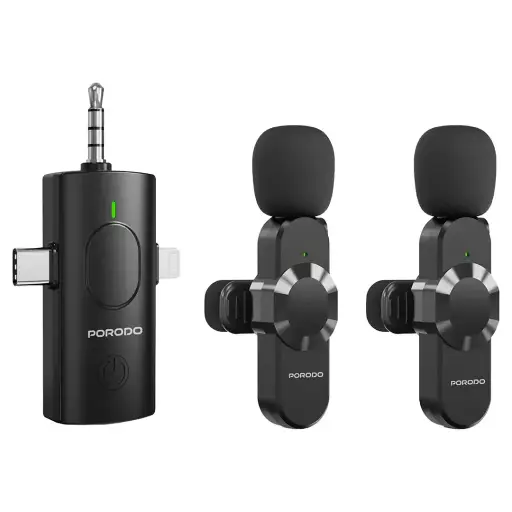 [PDLAMPHF13BK] Porodo Audix Elite 3 In 1 Lavalier Microphone - Black