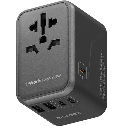 [UA8D] Momax I-World 65w Gan Ac Travel Adaptor Black