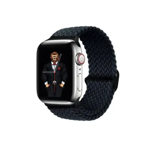 [GNBSAW44BL] Green Lion Braided Sololoop Adjustable Apple Watch Strap