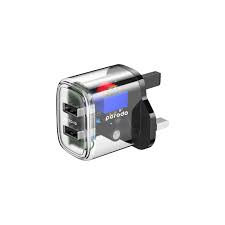 [PD-T12WDAUK-BK] Porodo Dual Output Transparent Charger 2.4A UK - Black