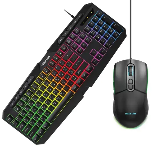[GNGKM4KKEYBK] Green Lion GK-400 RGB Gaming Keyboard + Mouse - Black
