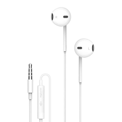 [PD-STAEP-WH] Porodo Soundtec Stereo Earphones 3.5mm with High-Clarify Mic - White