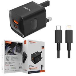 [PD-FWCH022-L-BK] Porodo Dual Port Wall Charger UK