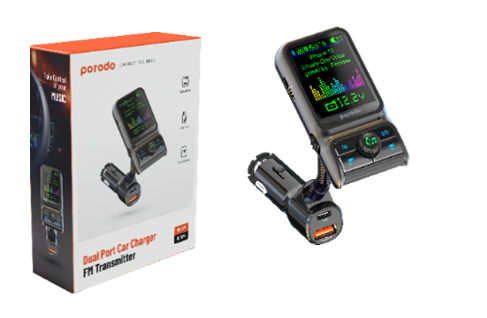 [PD-FM36WCC-BK] Porodo Dual Port Car Charger FM Transmitter