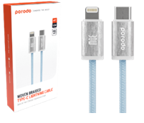 [PD-W30LC1-BU] Porodo Woven Braided USB-C To Lightning Cable Data & Fast Charge Aluminum Shell 1.2m/4ft