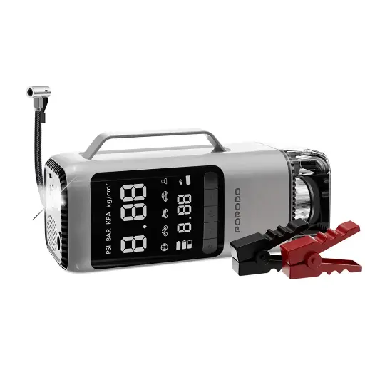 [PDPBFCH091BKGR] Porodo Multi-Function 6-In-1 Power Tool Jump Starter with Air Compressor & Power Bank - Black Gray