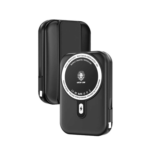 [GNMGP10KPBBK] بنك الطاقة Green Lion Monaco Grip بسعة 10000 مللي أمبير مع تقنية MagSafe - أسود