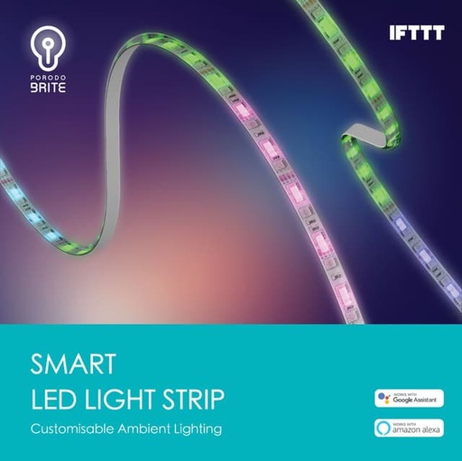 [PDBR5MLST] شريط إضاءة LED ذكي من بورودو برايت، 5 أمتار/48 واط - متعدد الألوان