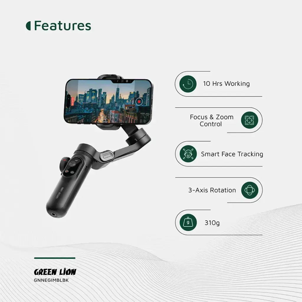 Green Lion New York Gimbal Smart Face Tracking - Black (2).webp