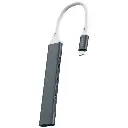 [PDFWCH097GY] Porodo Aluminum Multi-Port USB-C Hub with 5Gbps Data Transfer - Gray.webp