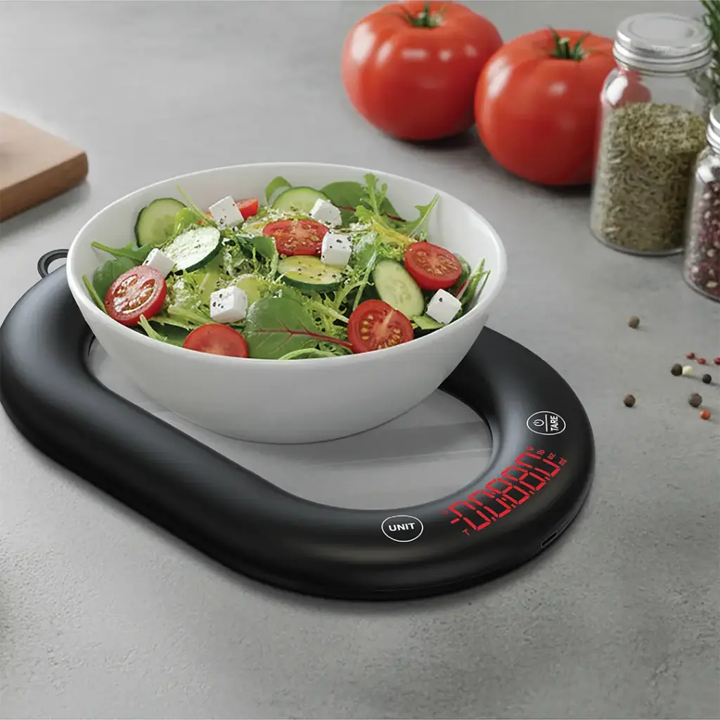 Porodo Lifestyle Glass Design Smart Kitchen Digital Scale with Real-Time App Sync - Black