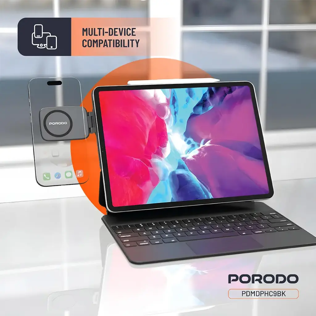 Porodo Magnifold Ultra-Slim Phone Holder - Black