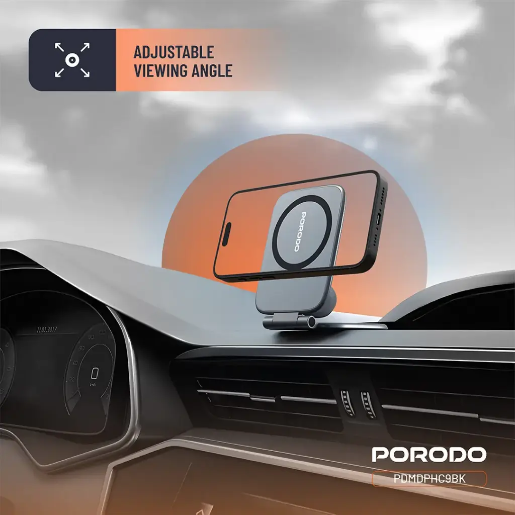 Porodo Magnifold Ultra-Slim Phone Holder - Black