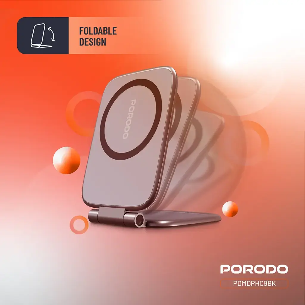 Porodo Magnifold Ultra-Slim Phone Holder - Black
