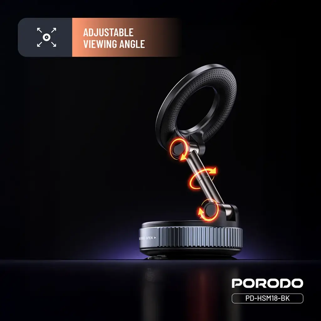 Porodo Vacuseal Rotate-Lock MagSafe Mount - Black