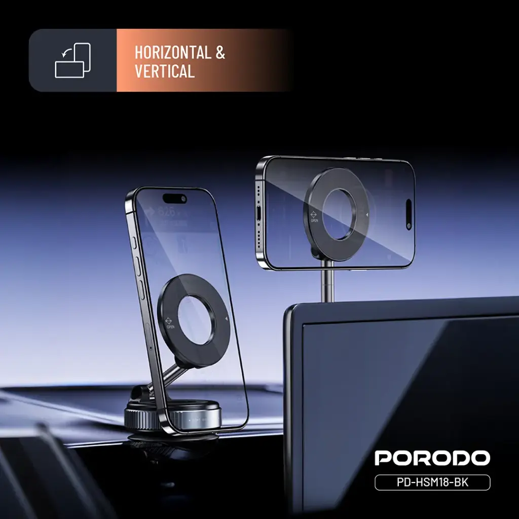 Porodo Vacuseal Rotate-Lock MagSafe Mount - Black