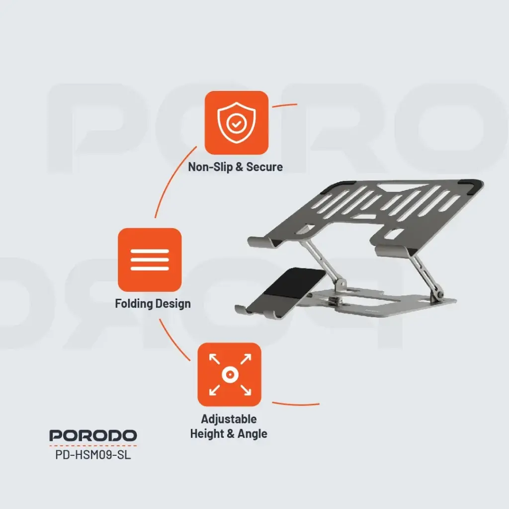 Porodo Smart Folding Multi-Device Stand - Silver