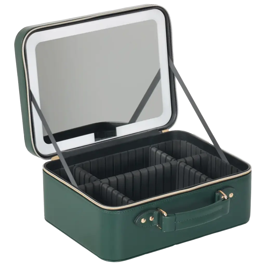 Porodo Lifestyle Travel Makeup Bag with Detachable LED Mirror - Green