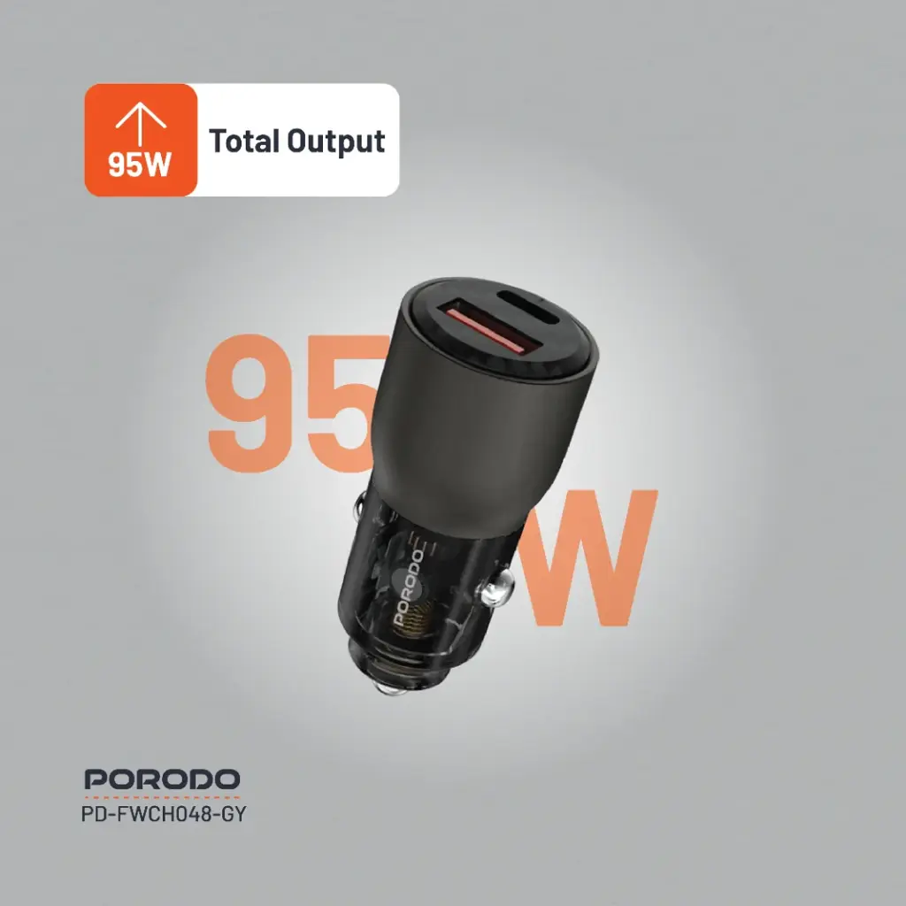 Porodo 95W Car Charger Transparent Multi-Device PD Charging