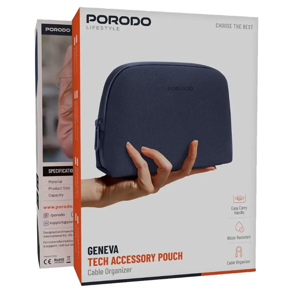 Porodo Lifestyle Geneva Tech Accessory Pouch Blue