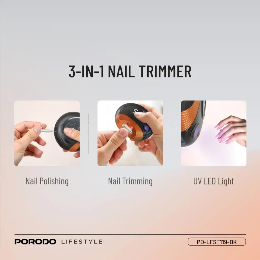 Porodo Lifestyle All-In-One Nail Trimmer Set - Black