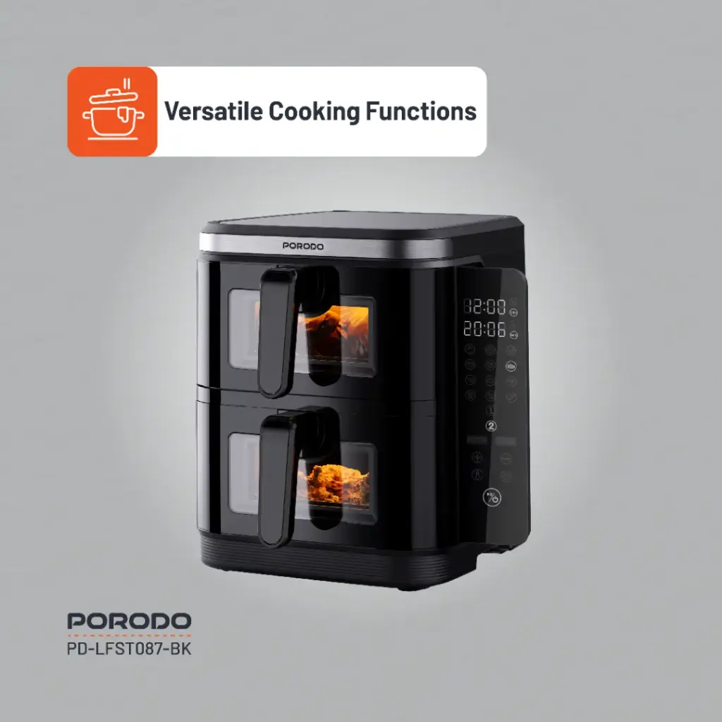 Porodo Lifestyle Double Stack Air Fryer with 12 Presets - Black 