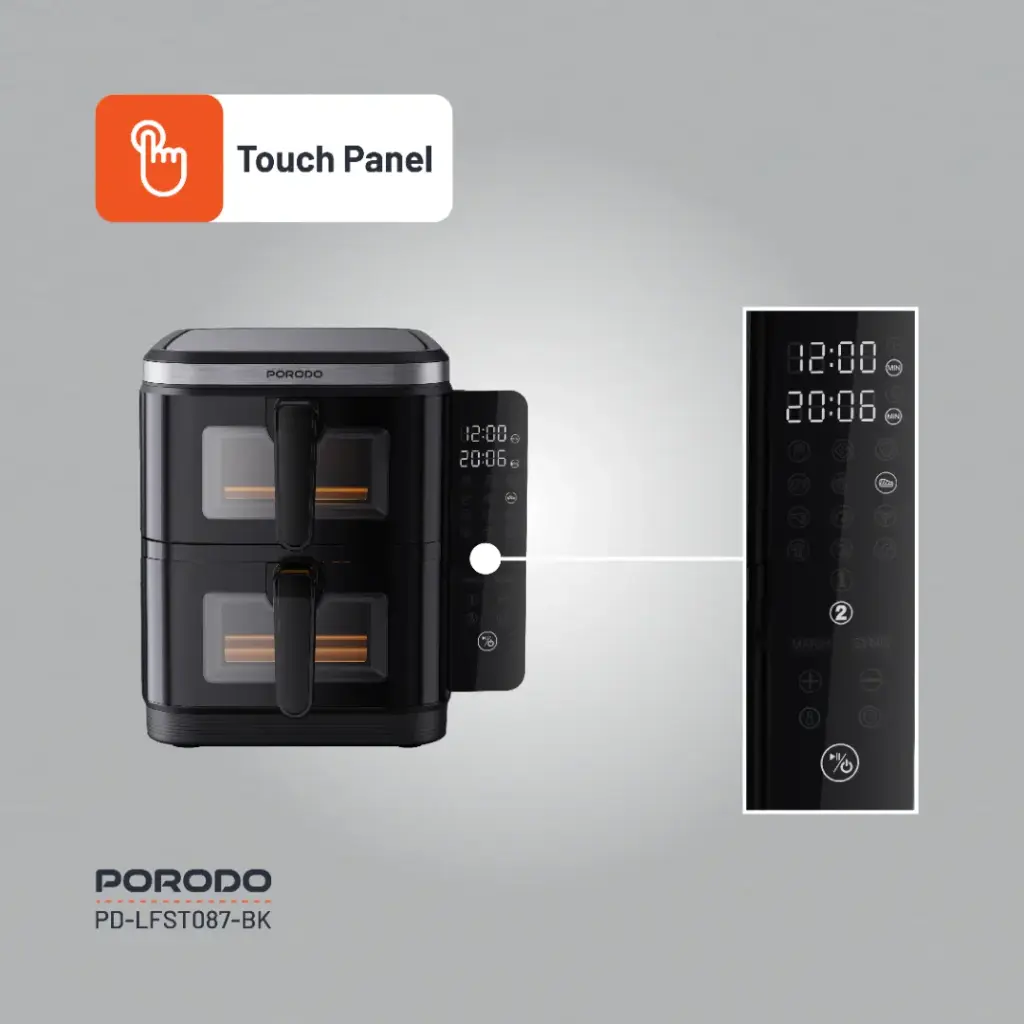 Porodo Lifestyle Double Stack Air Fryer with 12 Presets - Black 