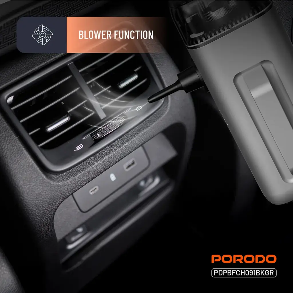 Porodo Multi-Function 6-In-1 Power Tool Jump Starter with Air Compressor & Power Bank - Black Gray