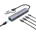 Porodo 5-IN-1 Multi-Port Hub PD Charging & 5Gbps Transfer Rate - Gray.webp