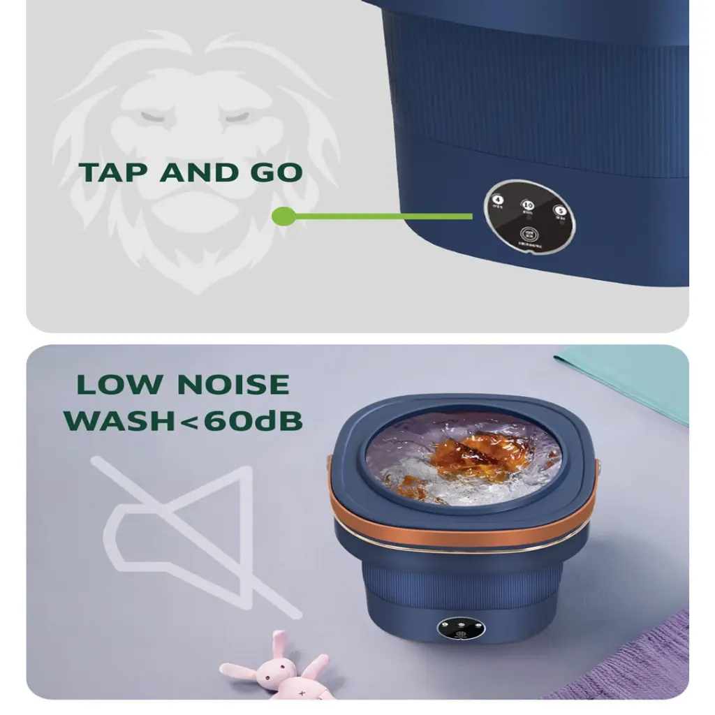 Green Lion Foldable Mini Washing Machine 9L 60W - Blue (2).webp