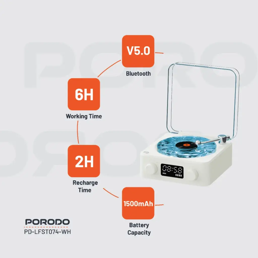 Porodo Lifestyle White Noise Portable Speaker - White