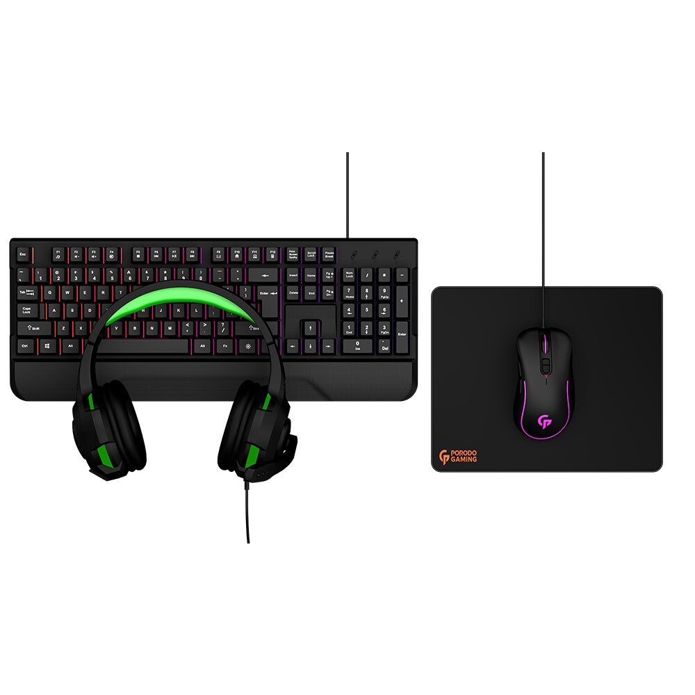 Porodo Gaming Set 4-in-1(Keyboard, Mousepad, Mouse, Headphone)