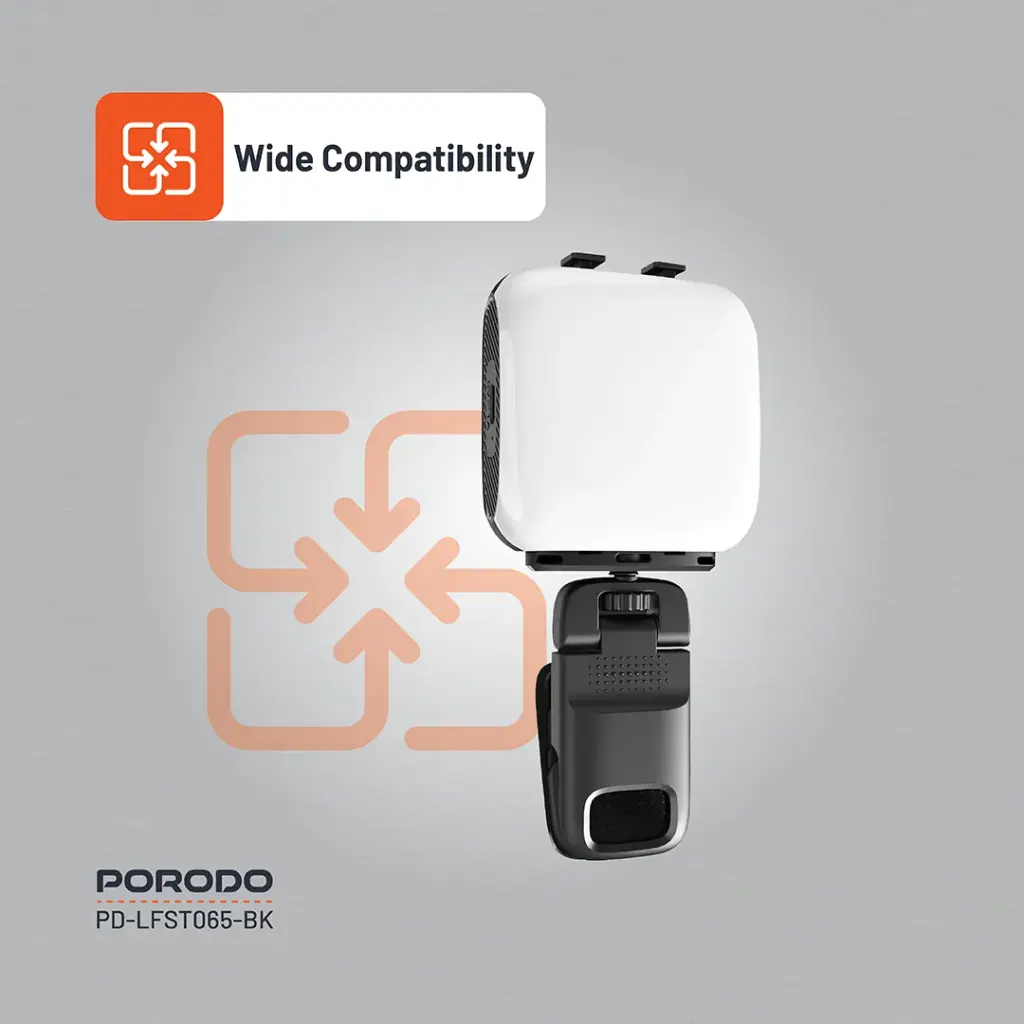 Porodo Lifestyle Clip-on Fill Light-black