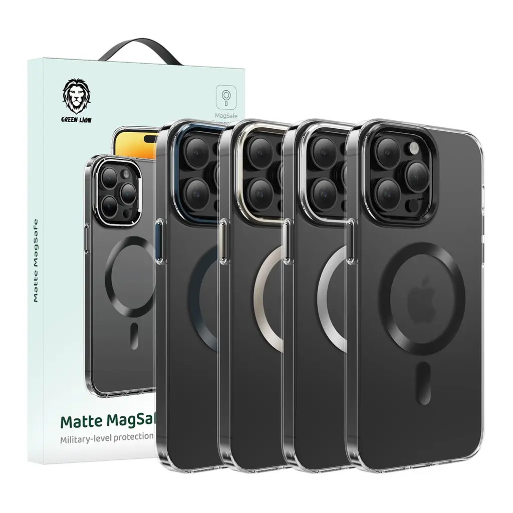 Green Lion Matte MagSafe （Metal Camera Ring and Metal Button）iPhone15Pro - Pro Max (1).webp