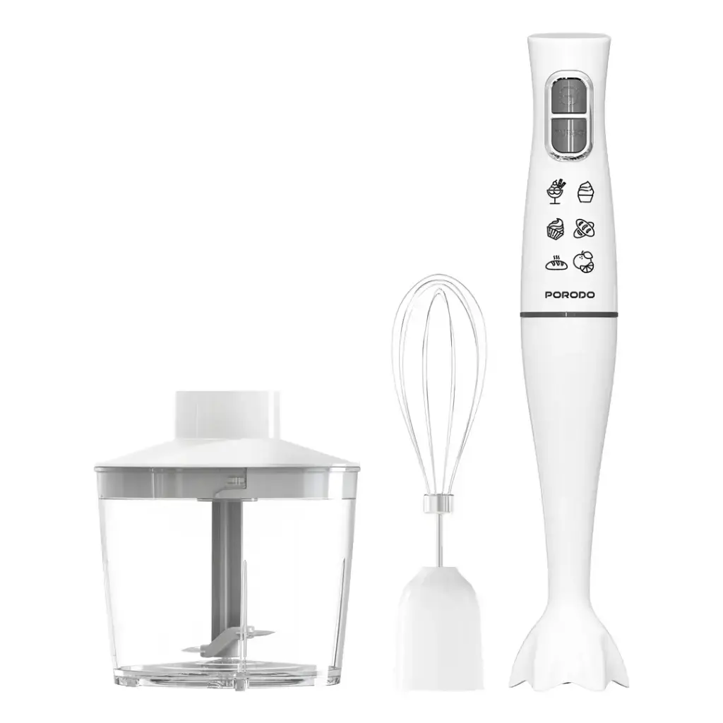 [PD-LFST117-WH] Porodo Lifestyle Powerful Hand Blender Food Chopper & Whisker - White.webp