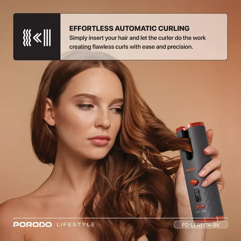 Porodo Lifestyle Automatic Hair Curler - Black (4).webp