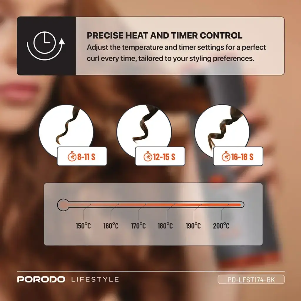 Porodo Lifestyle Automatic Hair Curler - Black (6).webp