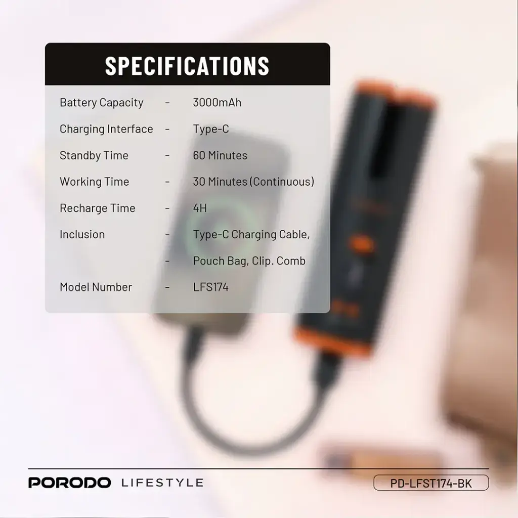 Porodo Lifestyle Automatic Hair Curler - Black.webp