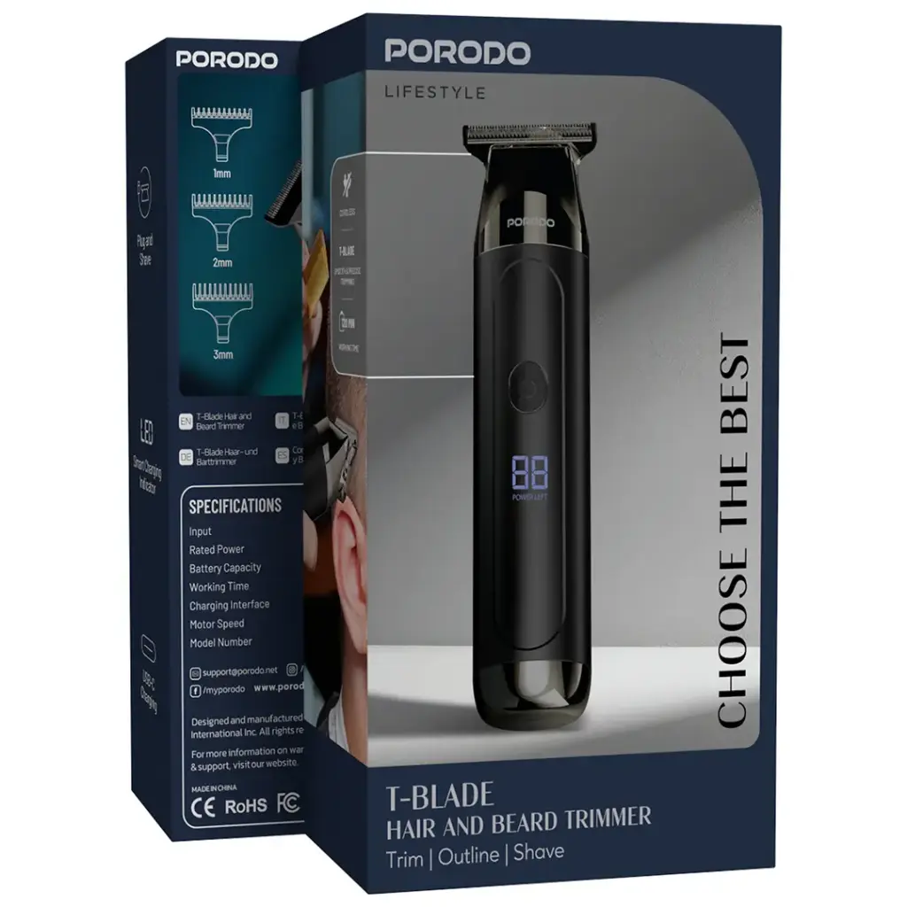 Porodo Lifestyle T-Blade Hair & Beard Trimmer.webp