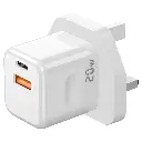 [PB-20WDWC-WH] Porodo Blue Wall Charger 1_PD Type-C and 1_ QC Type-A UK PD 20W - White.webp