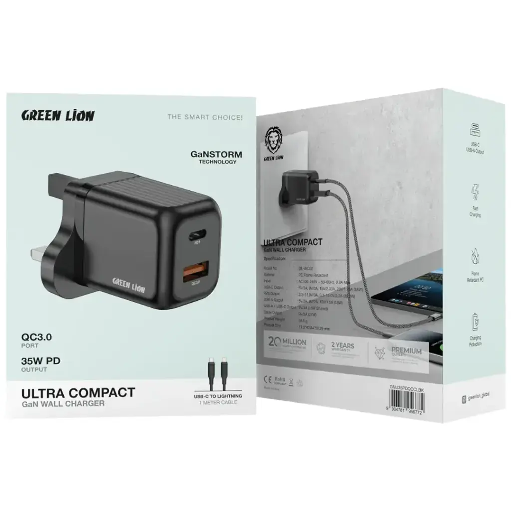Green Lion Ultra Compact Gan Wall Charger 35W - Black (1).webp