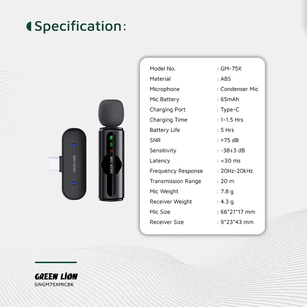 Green Lion GM-75X Microphone 3 In 1 - Black.webp