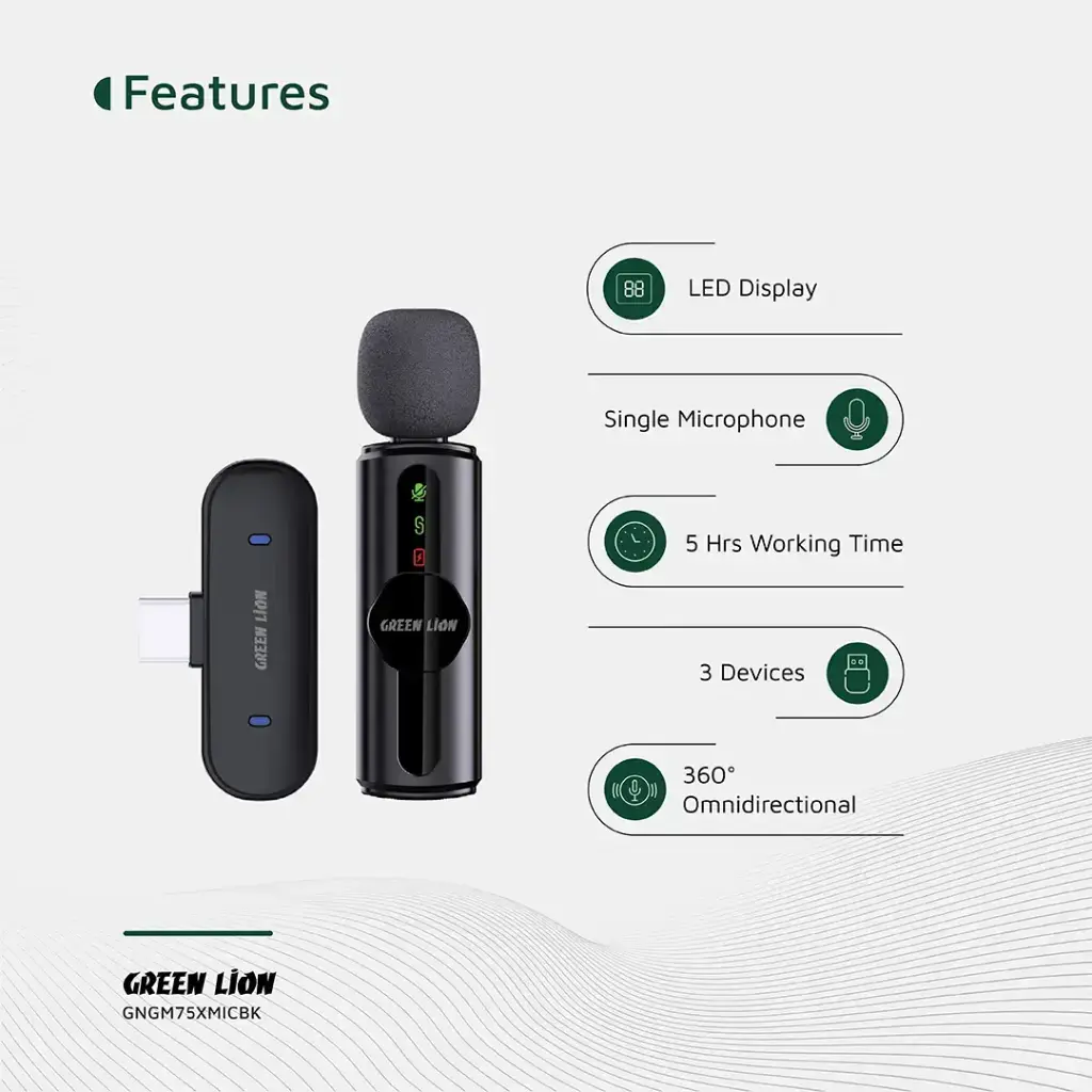 Green Lion GM-75X Microphone 3 In 1 - Black (1).webp