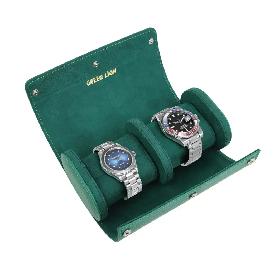Green Lion Duo Watch Roll Case - Rolex Green.webp