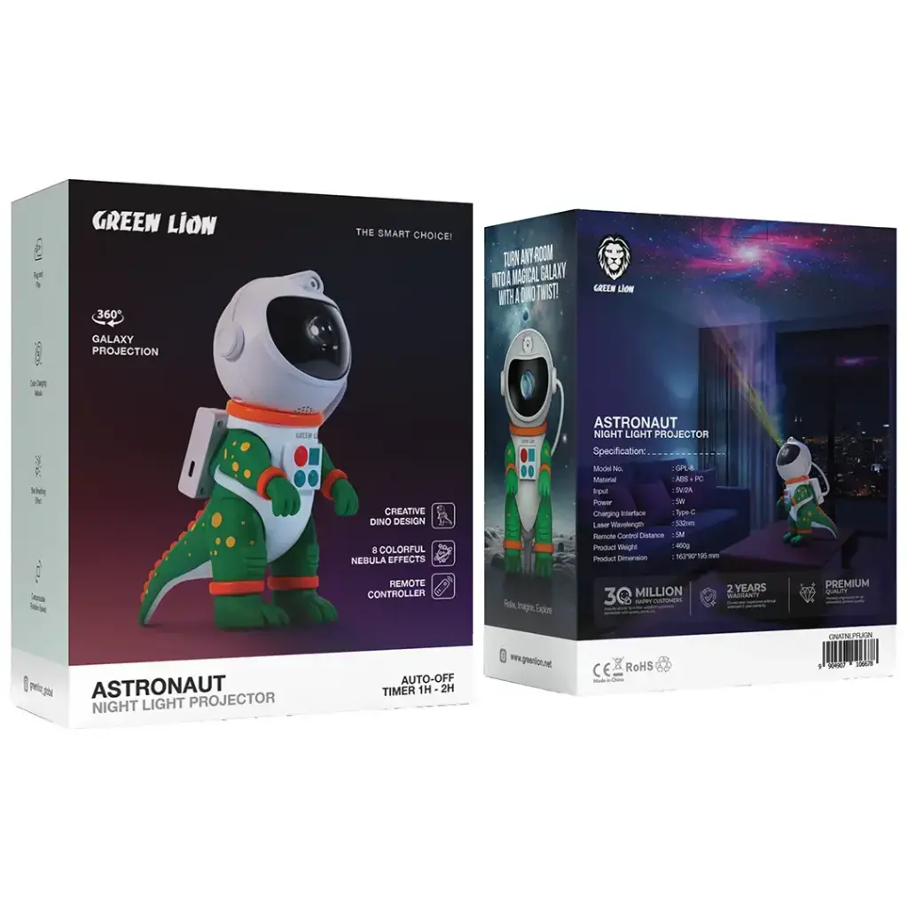 Green Lion Astronaut Night Light Projector - Green.webp