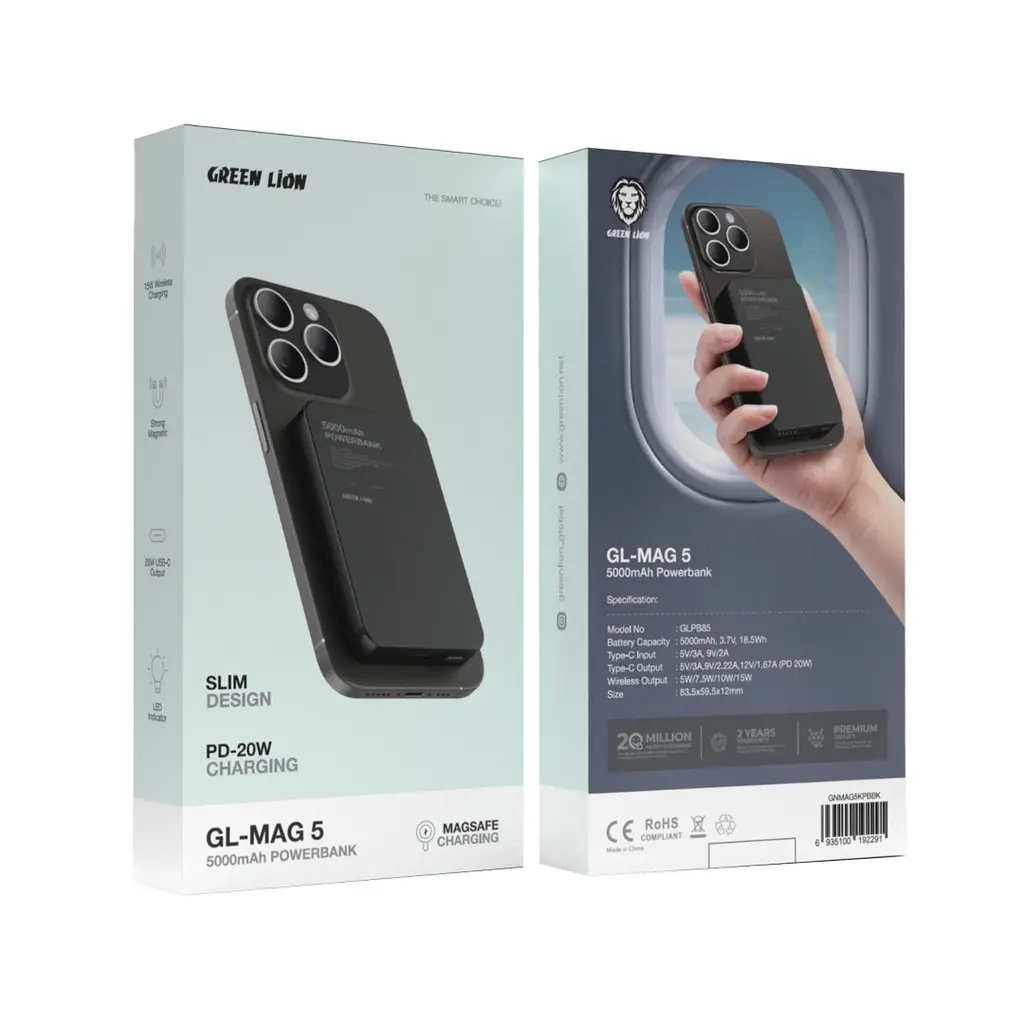 Green Lion GL-MAG 5 5000mAh Powerbank - Black.webp
