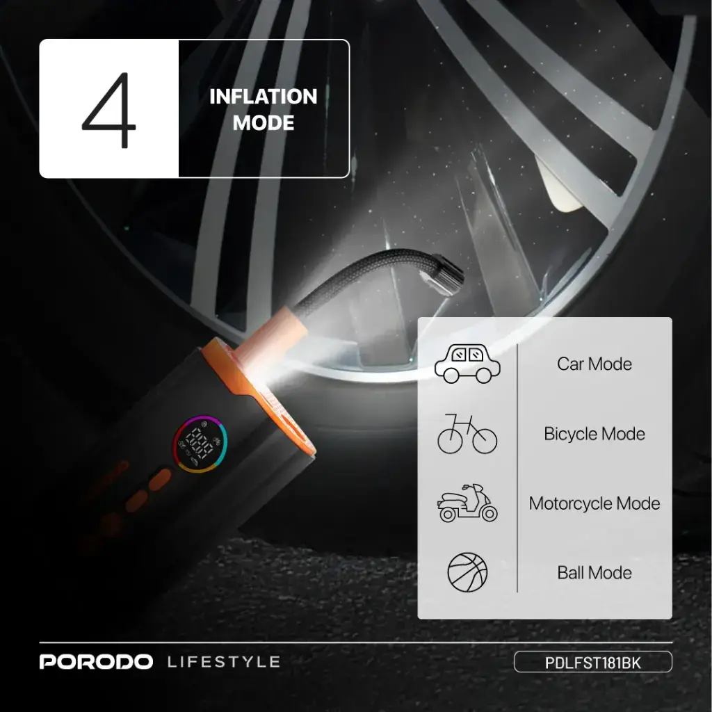 Porodo Lifestyle Electric Air Inflator - Black (6).webp